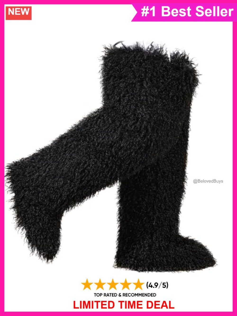 Faux Fur Faux Shearling Over-the-Knee Winter Boots Fluffy Tall Shaft